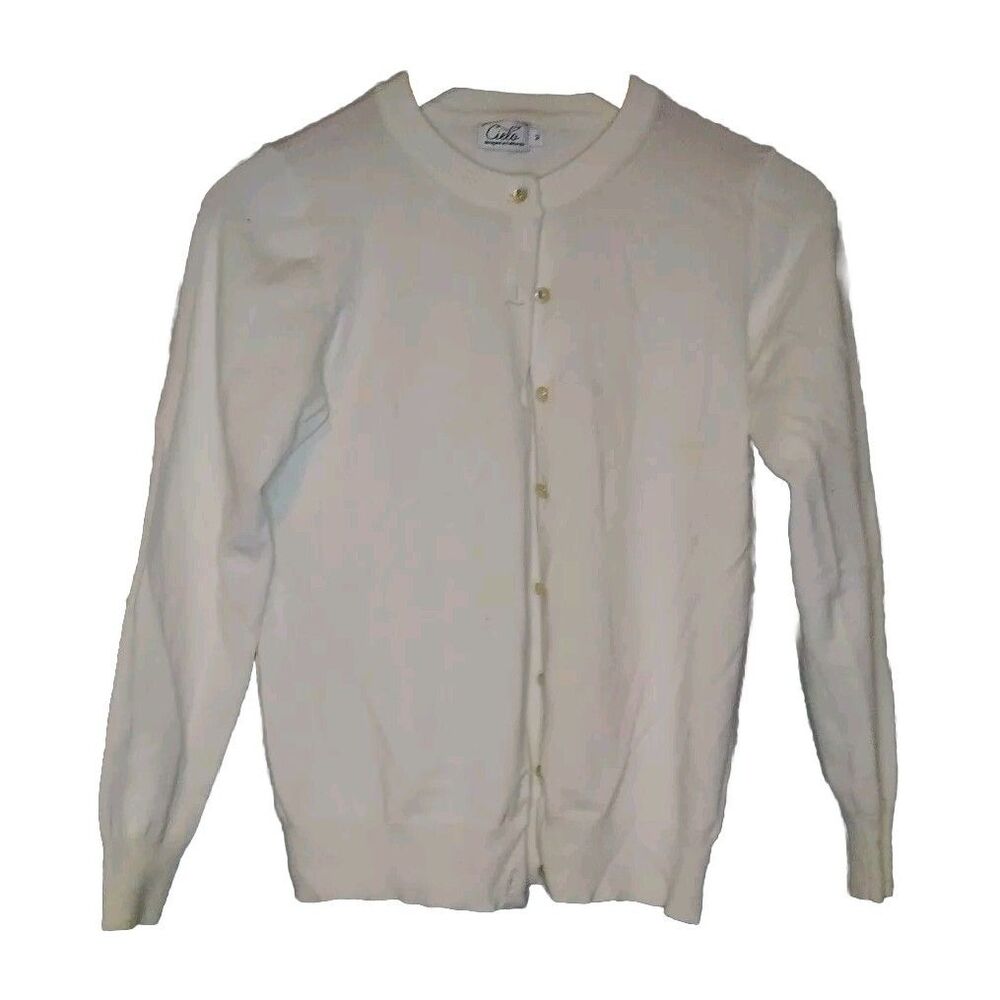 CIELO Off-ivory Women's Cardigan, Medium Pearl bottom